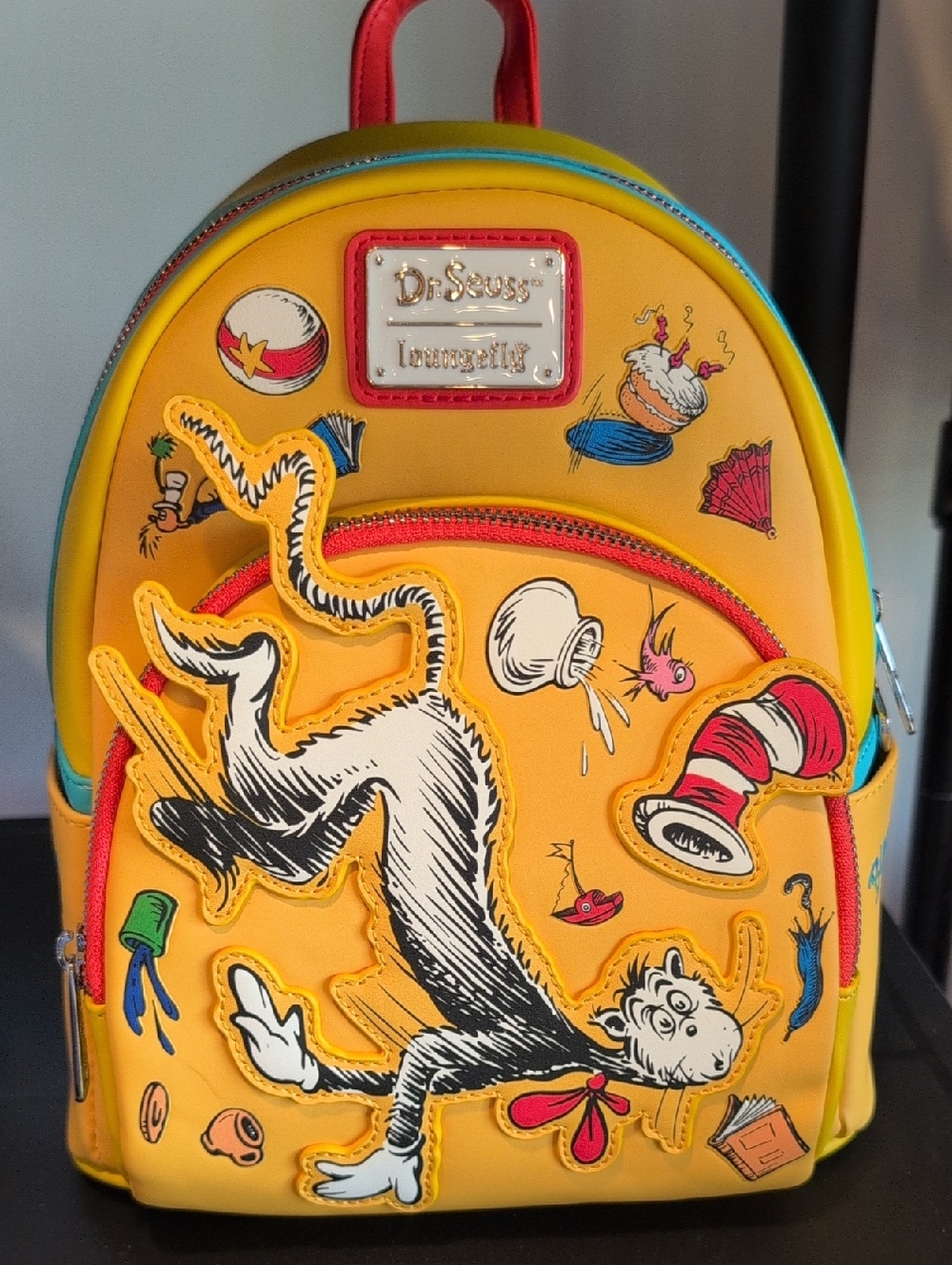 Loungefly Dr. Seuss Yellow Cat in the Hat Applique Mini Backpack